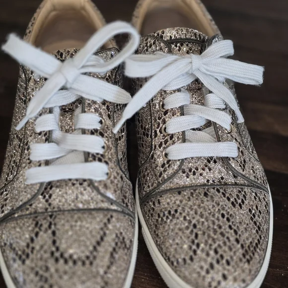 Christian Louboutin Snake Print Sneakers - Brown and White - Picture 3 of 6